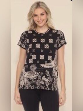 Johnny Was Janie Favorite Boxy Square Sleeve Tee Size XS